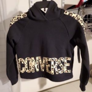 kids cheetah print converse cropped hoodie